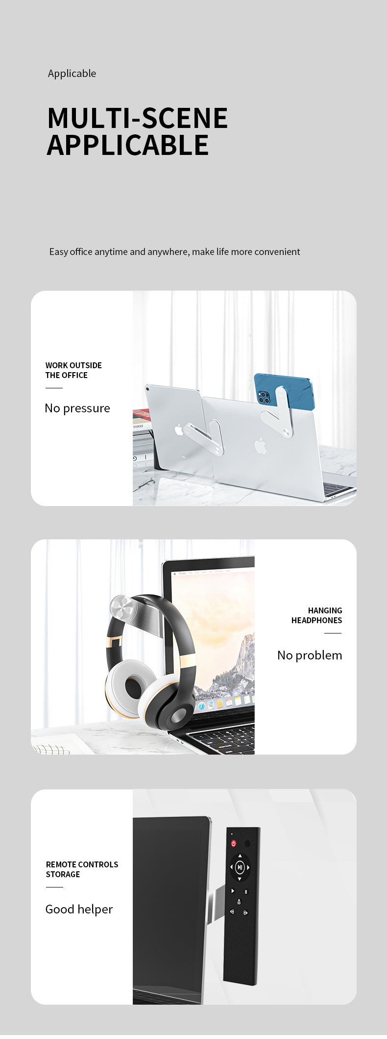 Magnetic Laptop Side Phone Holder Dual Screen