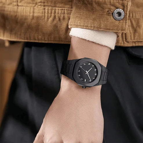 Arabic Black Aura Watch – Luxury Stainless Steel Wristwatch